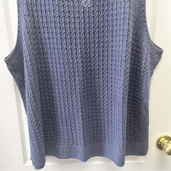 Penningtons Sleeveless Crochet Cotton Sweater Tank with Ribbed Bands Blue 4X NWT - Picture 11 of 16